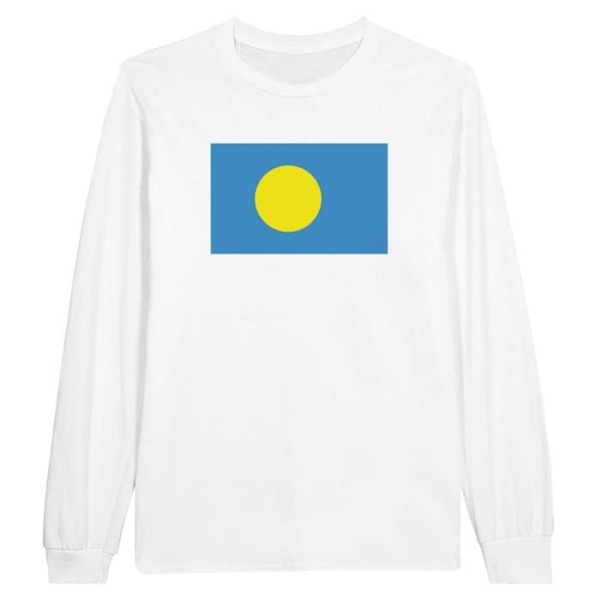 Palau Flag langærmet T-shirt i hvid Vit jag