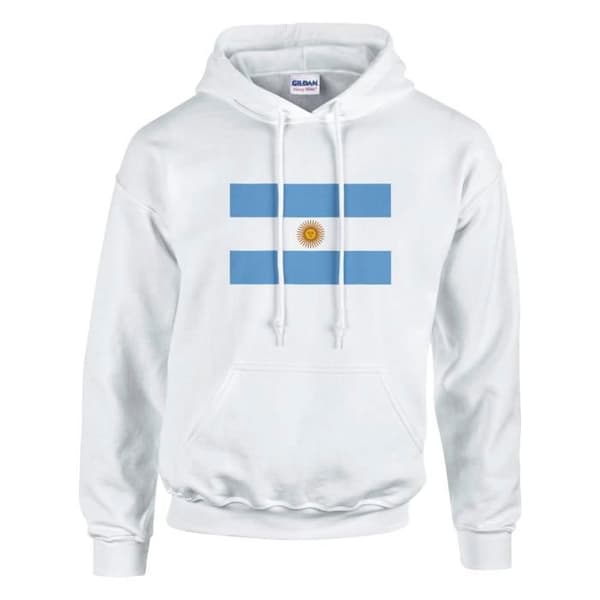 Hættetrøje - PIXELFORMA - Argentinas Flag - Hvid - Lange ærmer - Hættekrave Vit XL