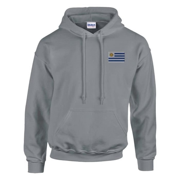 Uruguay flagga broderi hoodie i grått Grå M