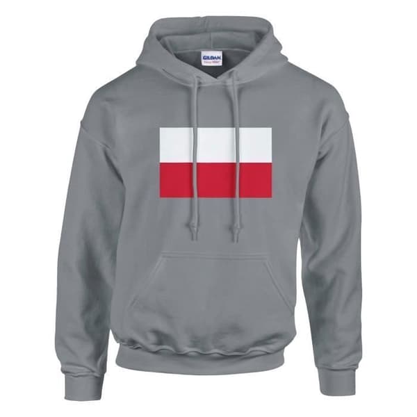Hættetrøje - PIXELFORMA - Polens Flag - Grå - Øko-venlig - Bomulds-Polyester Grå XXL