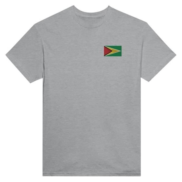 Guyana Flag Broderi T-Shirt i Grå Grå XXXL