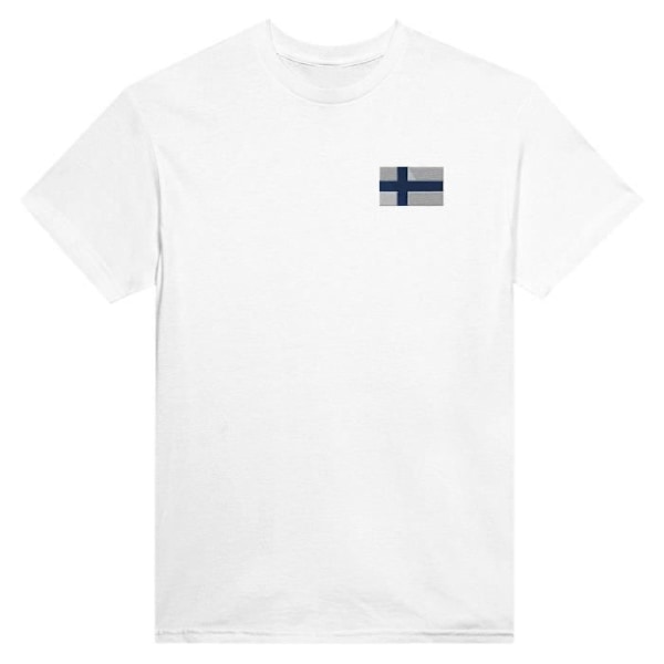 Finland Flag broderi T-shirt i hvid Vit XL