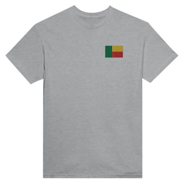 Benin Flag Broderi T-shirt i Grå Grå XXL