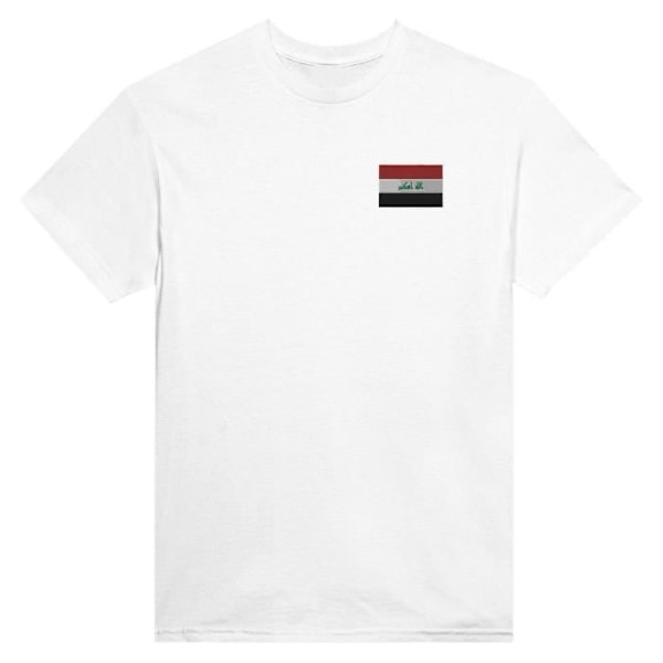 Irak flagga broderi T-shirt i vitt Vit XXL