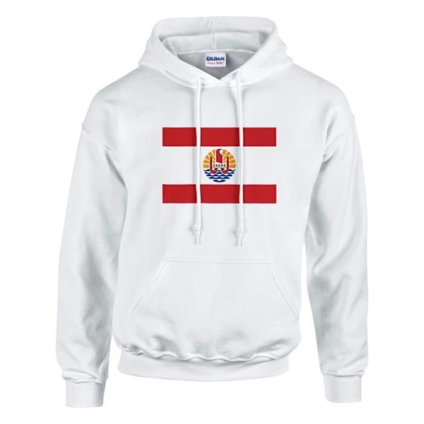 French Polynesia Flag Hoodie i vit Vit XL