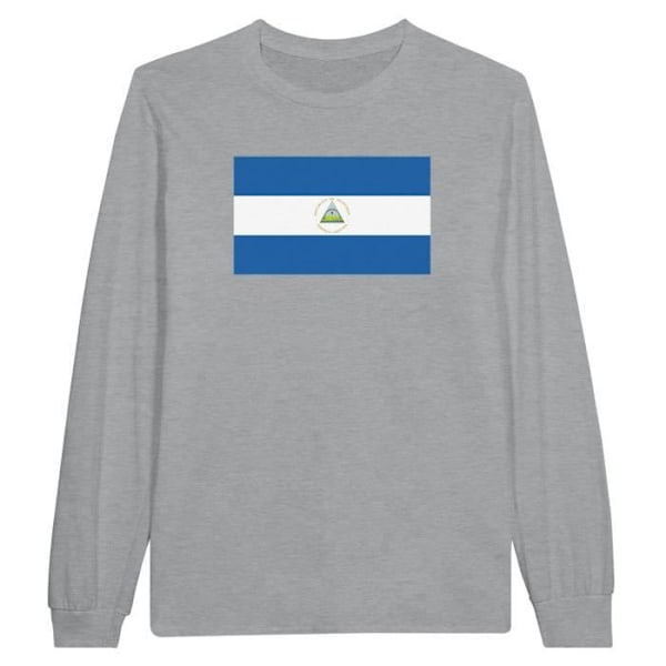 Nicaragua Flag Långärmad T-shirt i grått Grå XL