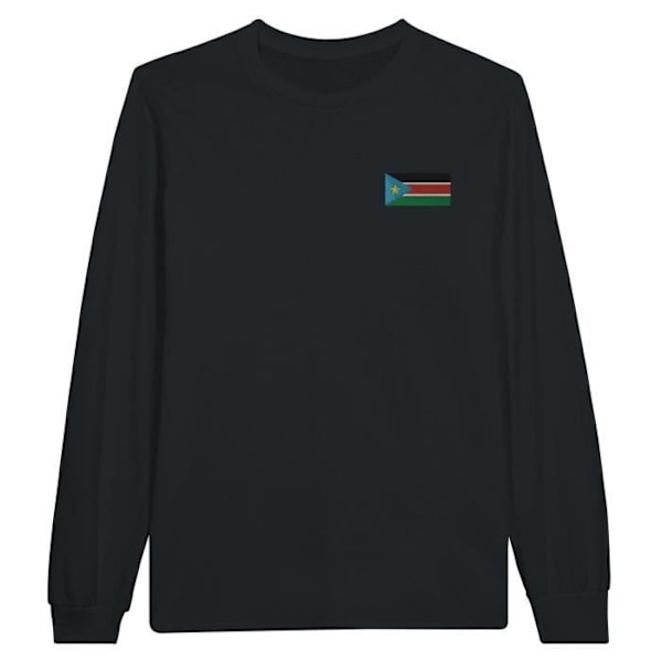 Etelä-Sudan Flag Brodeerattu pitkähihainen musta T-paita Svart XXXL