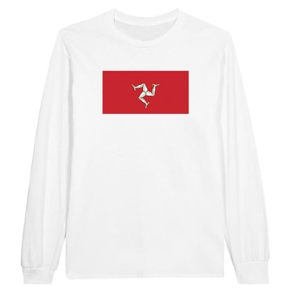 Isle of Man Flag Langærmet T-shirt i hvid Vit M