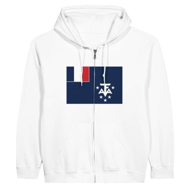 Huvtröja - PIXELFORMA - Antarktisflagga - Polyester-Bomull - Vit - Långärmad Vit jag