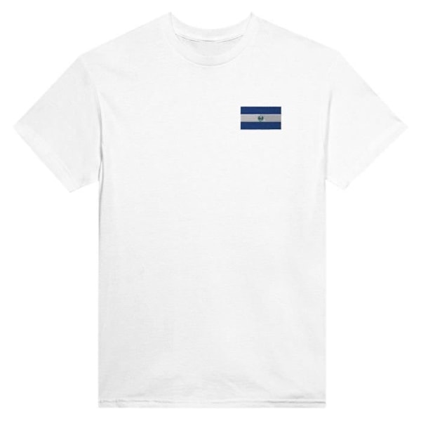 El Salvador Flag Broderi T-Shirt i Hvid Vit XXL