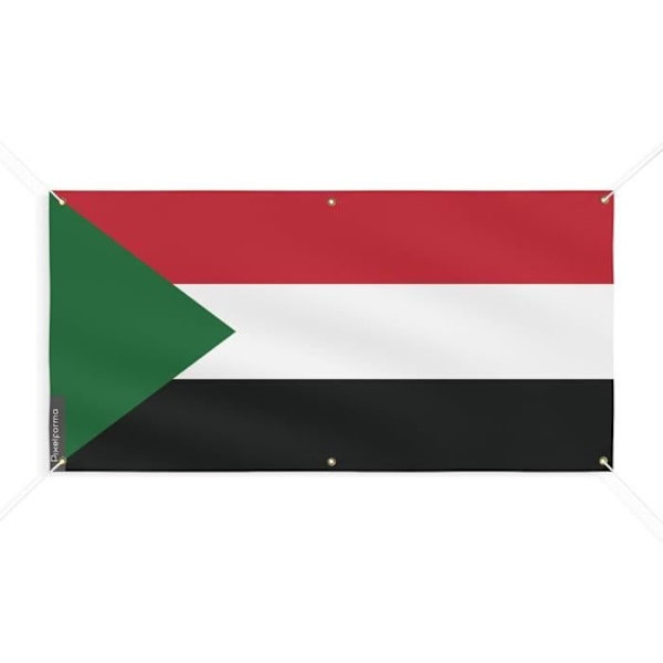 Sudan Flag Banner 6 Øjer 110x220cm i polyester