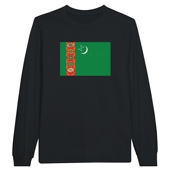 Turkmenistan Flag pitkähihainen musta T-paita Svart XXL