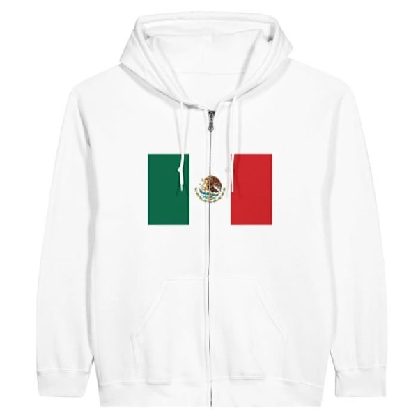 Mexico Flag vetoketjullinen huppari, valkoinen Vit XXL