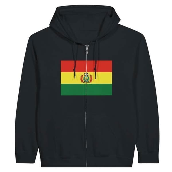 Hættetrøje - PIXELFORMA - Bolivia Flag - Sort - Polyester-Bomuld - Langærmet Svart jag