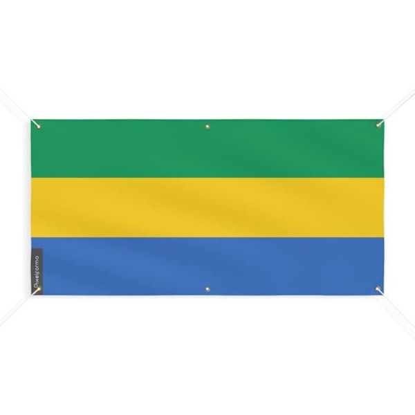 Gabon Flag Banner 6 Øjer 180x360cm i polyester