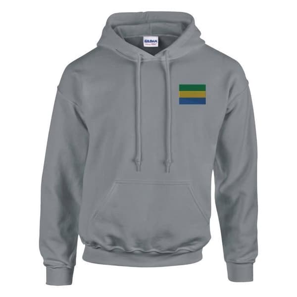 Hoodie - PIXELFORMA - Gabon Flag - Grå - Bomuld og polyester - Holdbar komfort Grå XL