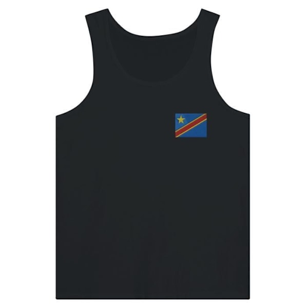 Tanktop Flag fra Den Demokratiske Republik Congo broderi i sort Svart XS