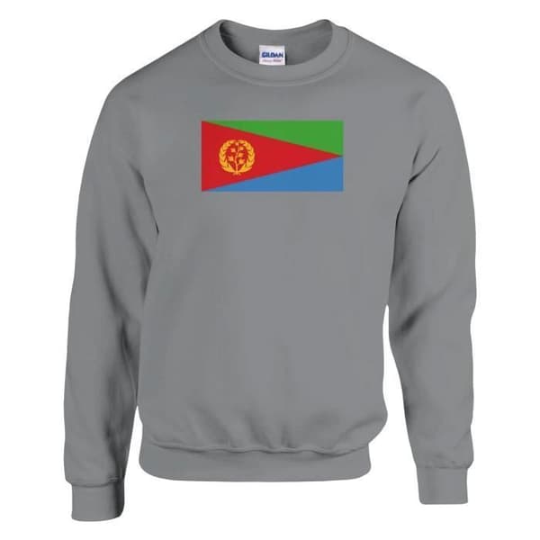 Sweatshirt - PIXELFORMA - Eritrean lippu - Harmaa - Pitkät hihat - Unisex Grå XL