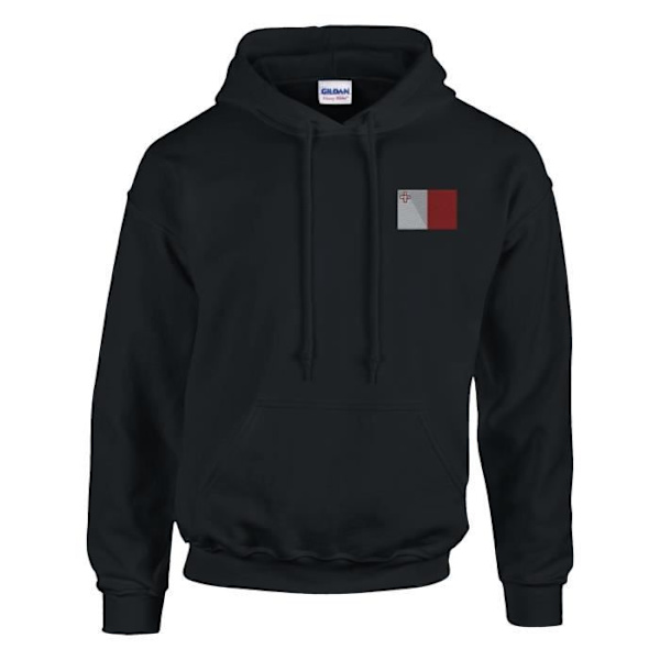 Malta Flag Broderi hættetrøje i sort - M