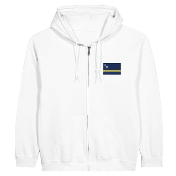 Curacao Flag Brodery Zip Hoodie i Vit Vit XL