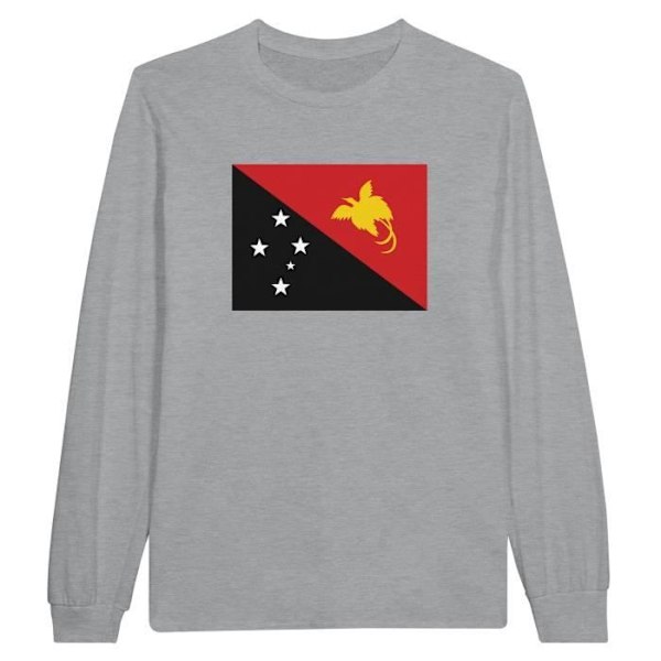 Papua Ny Guinea Flag Langærmet T-shirt i grå Grå XXL