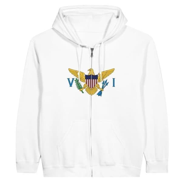 Hoodie - PIXELFORMA - Jungfruöarnas flagga - Polyester-Bomull - Vit - Unisex Vit XXL