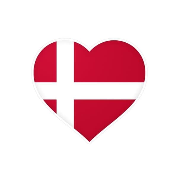Hjärtklistermärke Danmarks flagga 7 cm i 1000 bitar