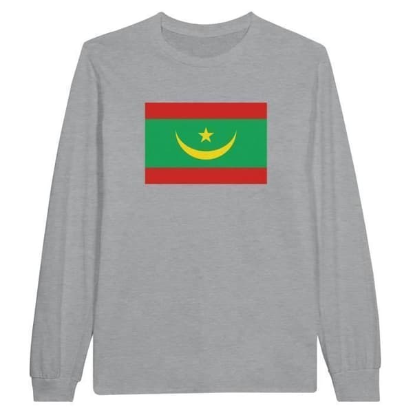 Langærmet T-shirt - PIXELFORMA - Mauritanias flag - 100% bomuld - Grå - Langærmede Grå jag