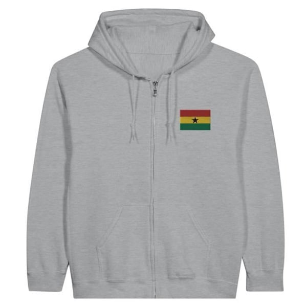 Ghana Flag Broderi Hættetrøje med lynlås i grå Grå XXXL