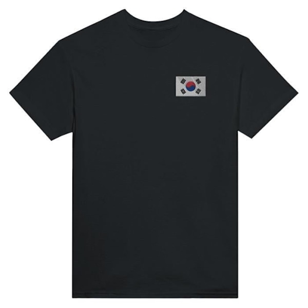 Sydkorea Flag Broderi T-Shirt i sort Svart jag