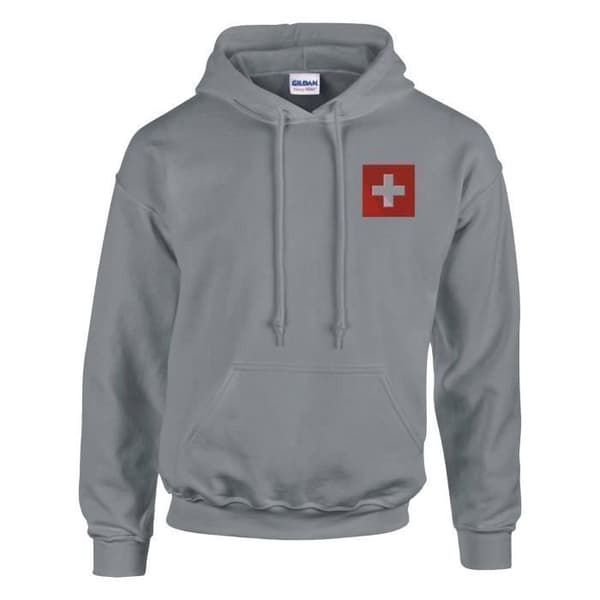 Huvtröja - Ej specificerad - Schweiz flagga och vapen - Grå - Bomull/Polyester - Unisex Grå jag