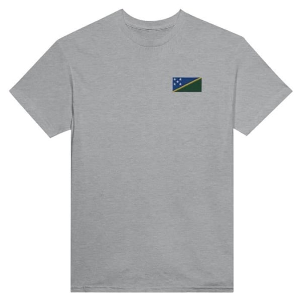 Solomon Islands Flag Broderi T-Shirt i Grå Grå jag