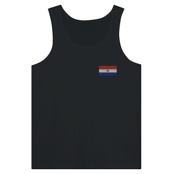 Paraguay Flag Broderi Tank Top i Sort Svart XXL