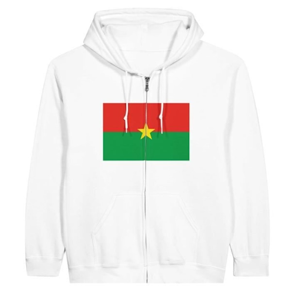 Burkina Faso Flagga Zip Hoodie i Vit Vit jag