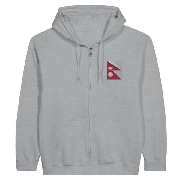 Huppari - PIXELFORMA - Nepalin lippu - Harmaa - Pitkät hihat - Unisex Grå XL