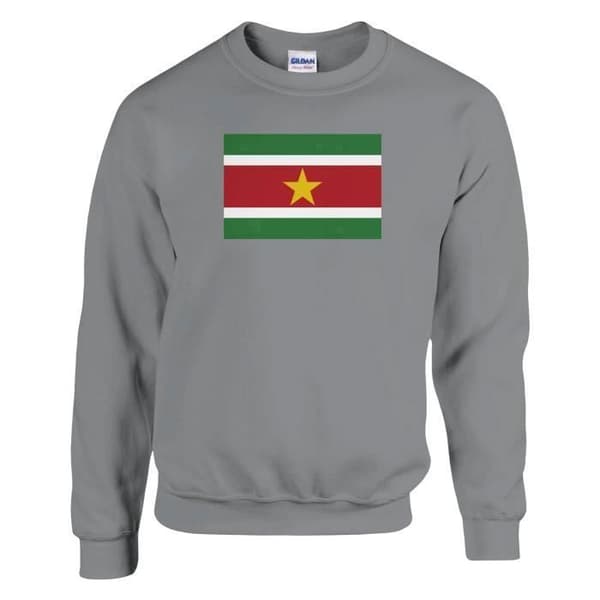 Sweatshirt - PIXELFORMA - Drapeau av Surinam - Långa ärmar - Rund hals - Grå Grå jag