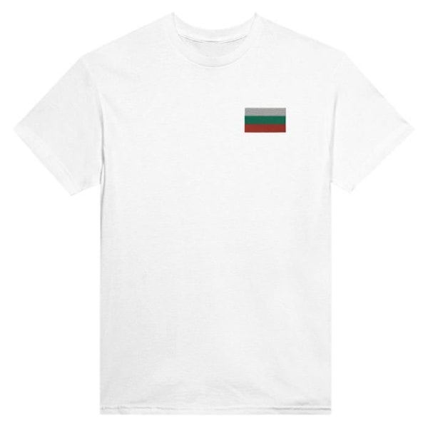 Bulgaria Flag Broderi T-Shirt i Hvid Vit S