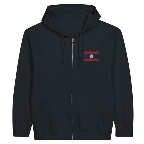 Hættebluse - PIXELFORMA - Laos Flag - Elegant broderi - Sort - Optimal komfort Svart M