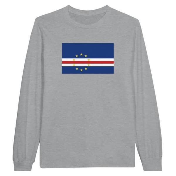 Kap Verde Flag Langærmet T-Shirt i Grå - S