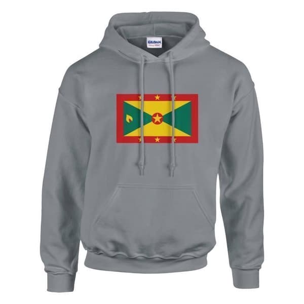 Hættetrøje - PIXELFORMA - Grenada flag - Grå - Lange ærmer - Hætte krave Grå XXL