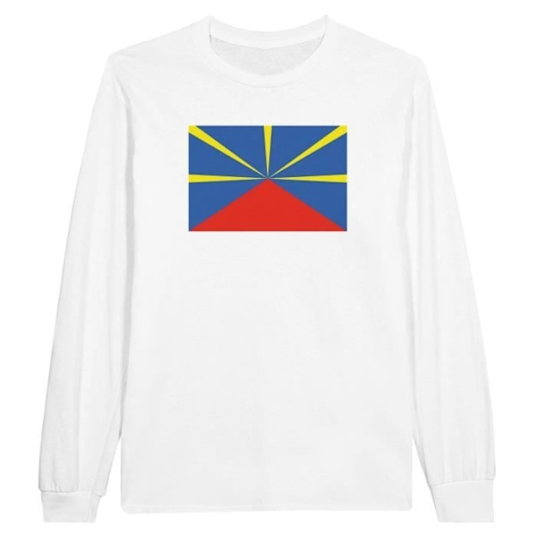 Reunion Island Flag Langærmet T-shirt i hvid Vit M