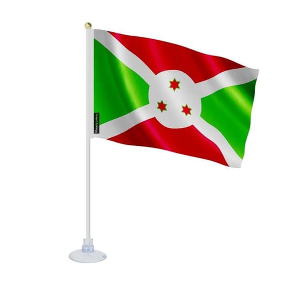 Drapeau - Burundi - Mini Drapeau Ventouse - 14 x 21 cm - Polyester - Impression Recto/Verso Flerfärgad