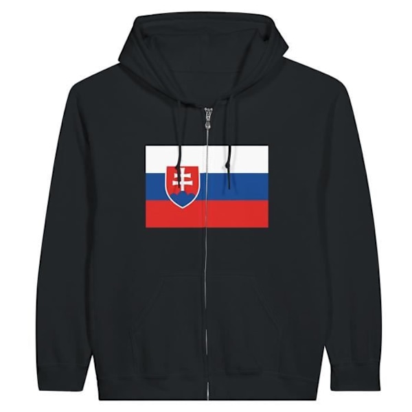 Slovakia Flag Hættetrøje med lynlås i sort Svart XL