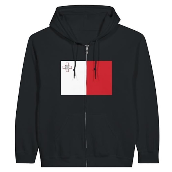 Malta Flag Hættetrøje med lynlås i sort Svart XXXL