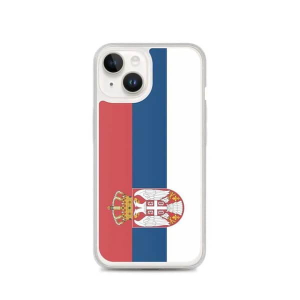 Coque til iPhone - PIXELFORMA - iPhone 14 - Serbiens flag - Blødt silikone - Let design Serbiens flagga