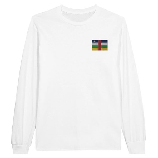 Den Centralafrikanske Republik Flag Broderi Langærmet T-Shirt i Hvid Vit M