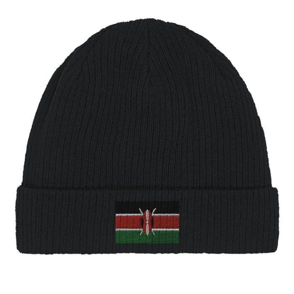 Bonnet Drapeau Kenya i Sort Svart