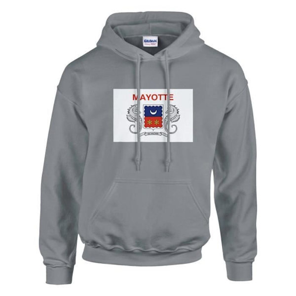 Hættetrøje - PIXELFORMA - Mayotte Flag - Grå - Øko-venlig - Bomuld-Polyester Grå XXL