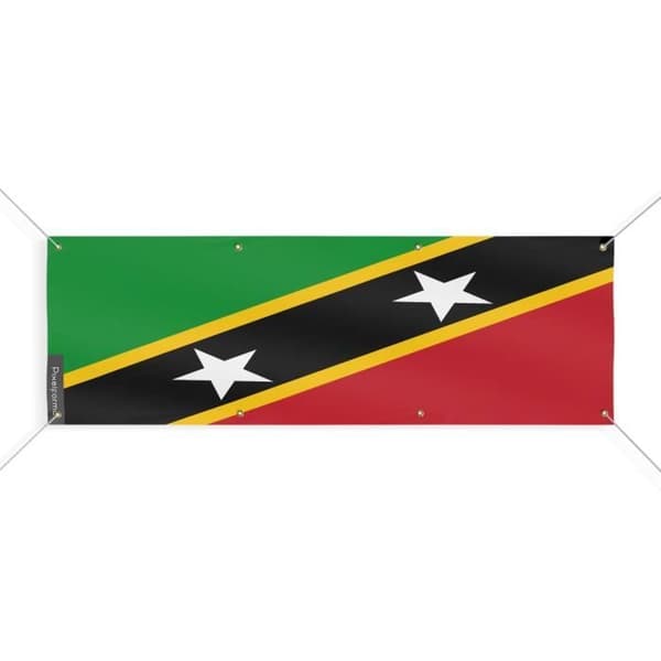 Banner - PIXELFORMA - Saint Kitts og Nevis Flag - 200x600 cm - 8 øjer - Holdbar polyester