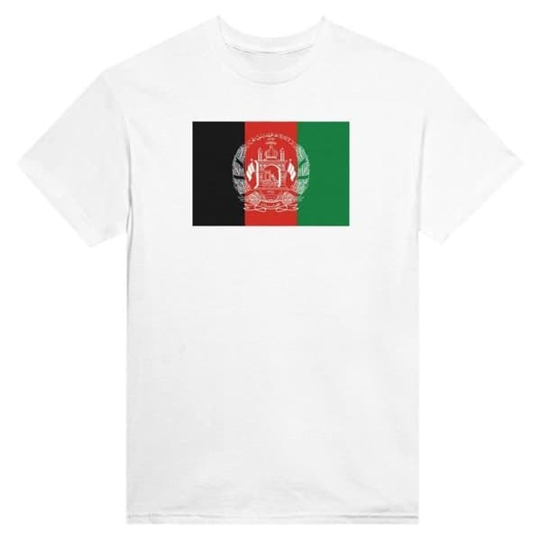 T-shirt - PIXELFORMA - Afghanistans flagga - 100% bomull - Korta ärmar - Klassisk krage Vit M
